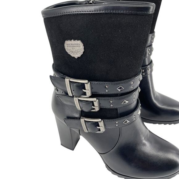 Milwaukee Performance MBL9433 leather motorcycle boots Triple Buckle Size 8 - Picture 6 of 7